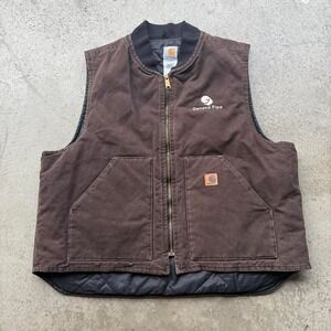 Early 2000s Mocha Brown Carhartt Quilt Lined Workwear Vest Skater